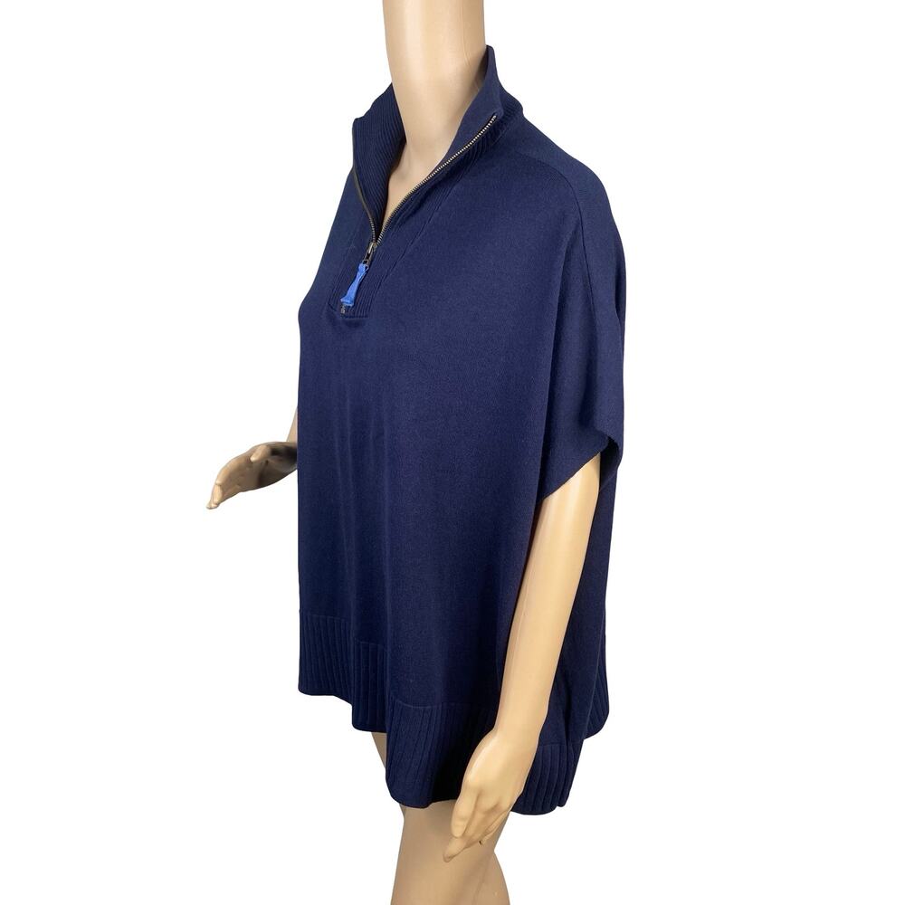 Lilla P Navy Blue 1/2 Zip Poncho Sweater Oversized Modal Knit One Size OSFM - Picture 8 of 12